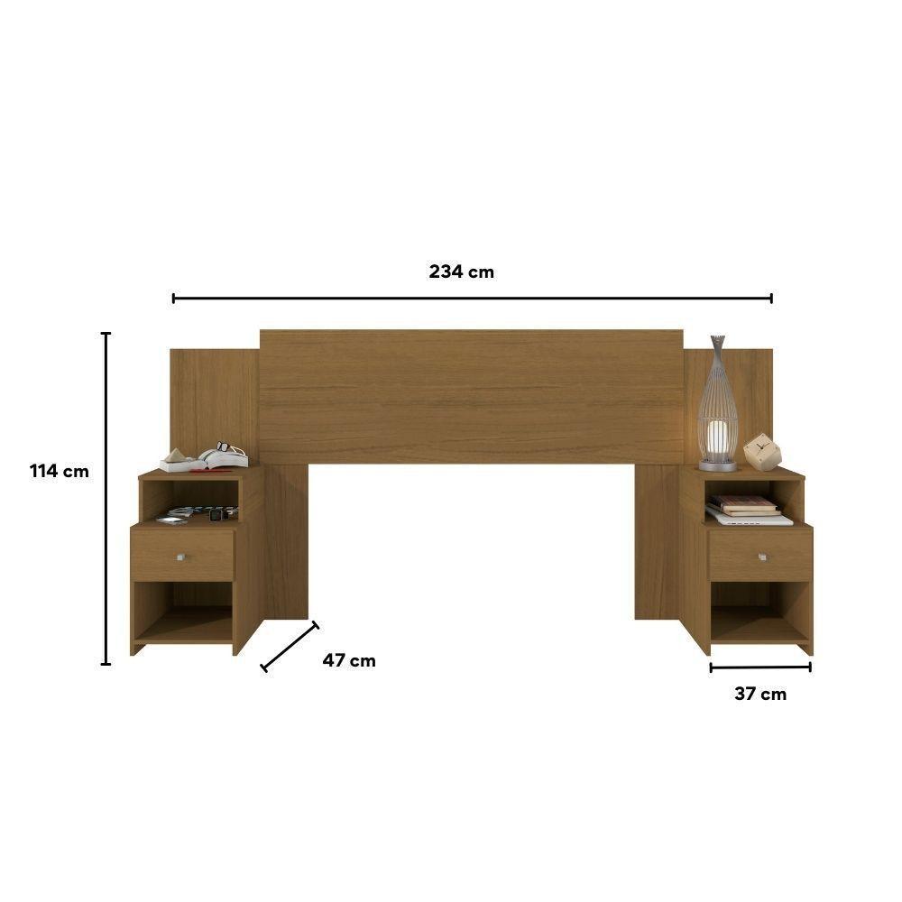 Cabeceira Extensível Cama Solteiro, Casal E Queen Com Mesa De Cabeceira Maceió Carvalho - 8