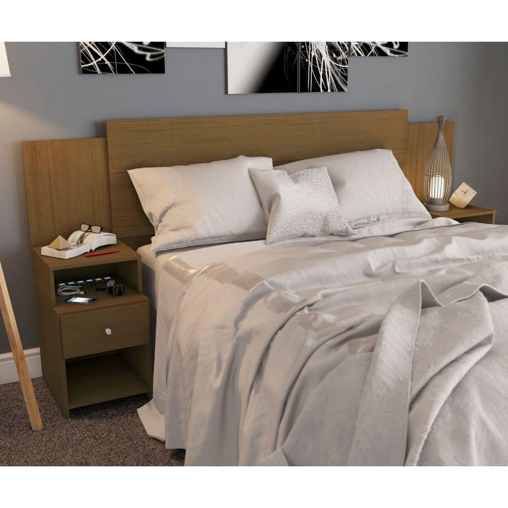 Cabeceira Extensível Cama Solteiro, Casal E Queen Com Mesa De Cabeceira Maceió Carvalho - 10