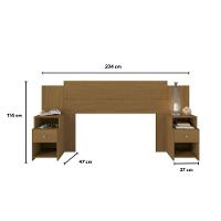 Cabeceira Extensível Cama Solteiro, Casal E Queen Com Mesa De Cabeceira Maceió Carvalho