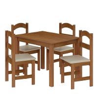 Conjunto De Mesa Com 4 Cadeiras Praiana Araúna Freijó E Bege - 2