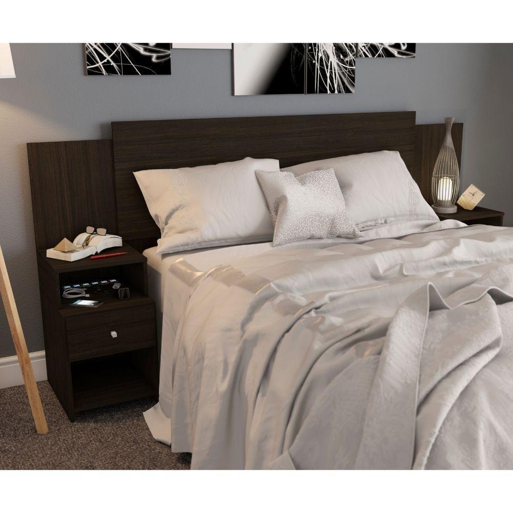 Cabeceira Extensível Cama Solteiro, Casal E Queen Com Mesa De Cabeceira Maceió Amêndoa - 2