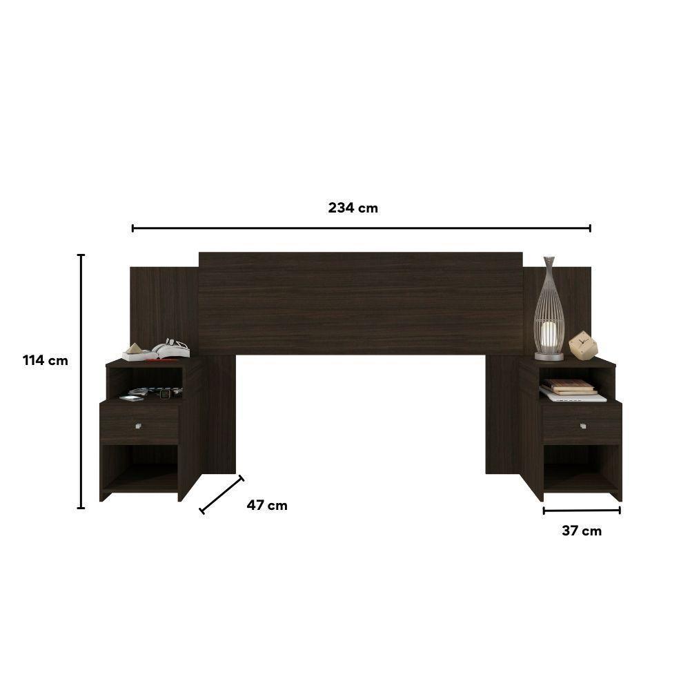 Cabeceira Extensível Cama Solteiro, Casal E Queen Com Mesa De Cabeceira Maceió Amêndoa - 4