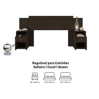 Cabeceira Extensível Cama Solteiro, Casal E Queen Com Mesa De Cabeceira Maceió Amêndoa - 11