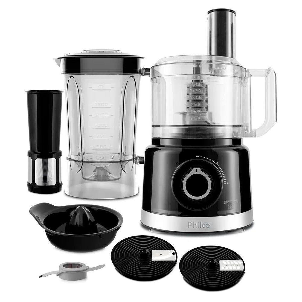 Multiprocessador De Alimentos Philco Pmp1500p 5 Em 1 Turbo Preto 220v - 1