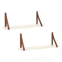 Kit 2 Prateleiras Gold Off White Com Alças De Couro - Matic Móveis Off White - 1