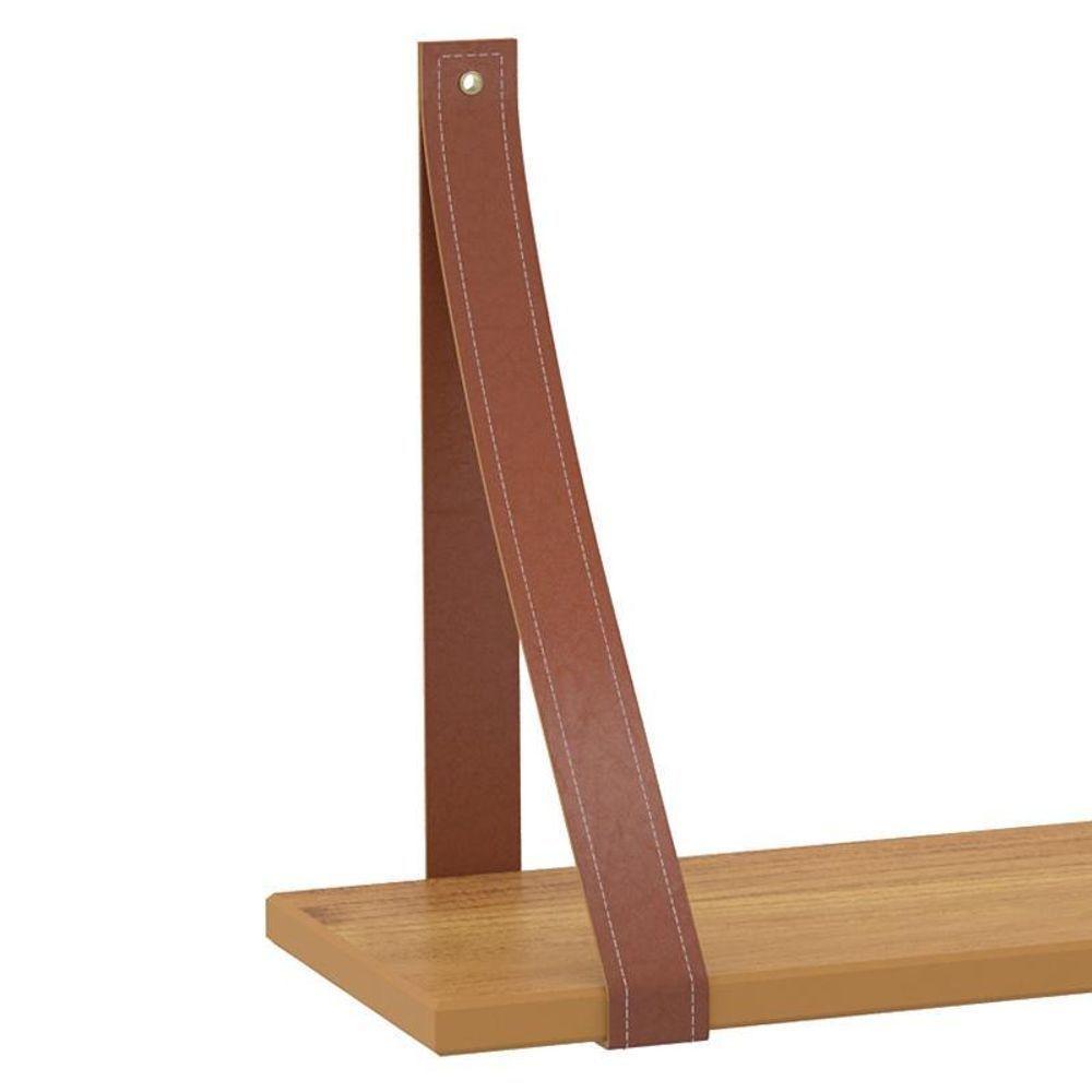 Kit 2 Prateleiras Gold Freijó Com Alças De Couro - Matic Móveis Freijó - 3