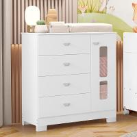 Cômoda Infantil New Katatau 1 Porta E 4 Gavetas Branco Fosco - Reller Móveis Branco Fosco - 2