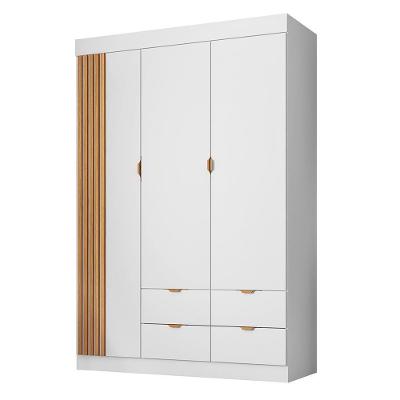 Guarda Roupa Infantil Ayla 3 Portas 4 Gavetas Branco Acetinado MDF