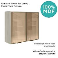 Armario Aereo 2 Portas Vidro Mdf 80 Cm Kali 1221162 Bianco Toq Nicioli Bianco Toq
