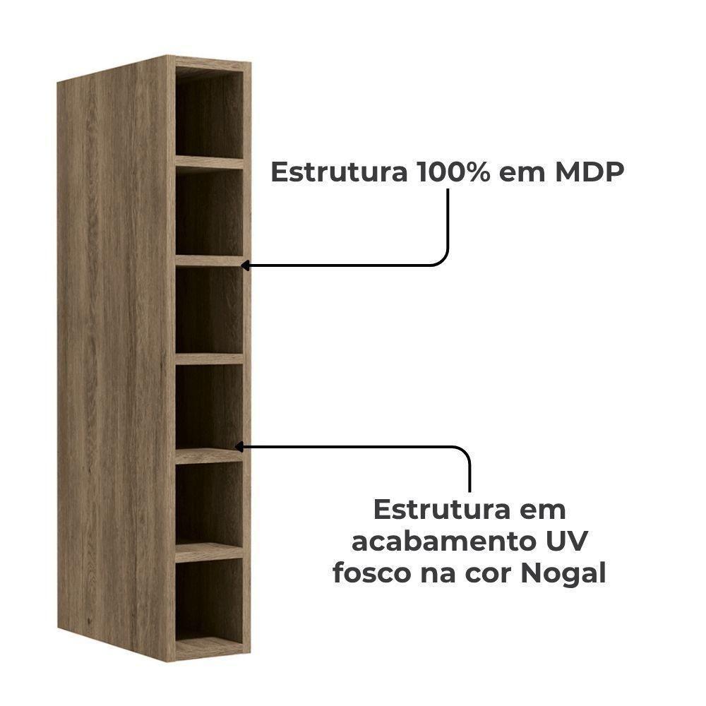 Armario Aereo Adega 6 Nichos 15 Cm Mdp Maxxi G760 Nogal Kappesberg Nogal - 3