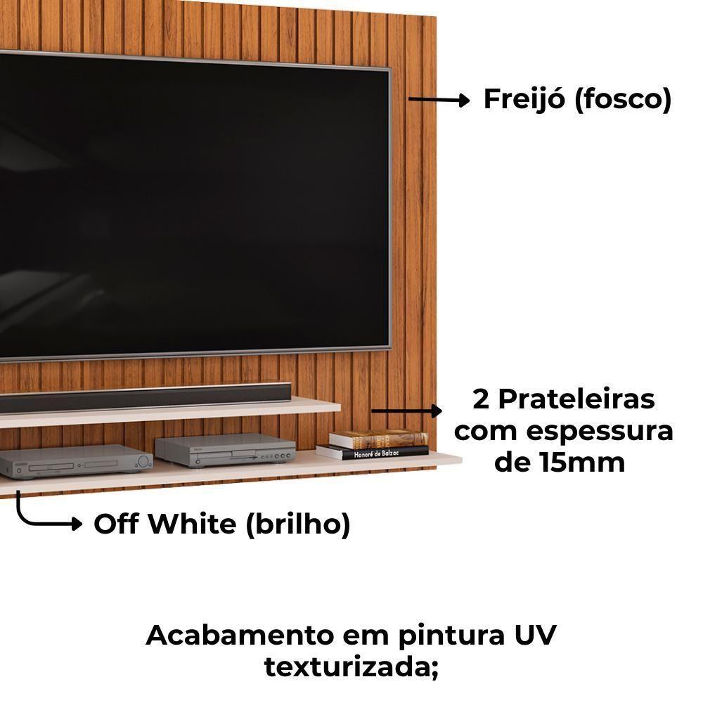 Painel Para Tv 55 Pol Ripado 134 Cm Ripe Freijo Off White Dj Moveis Freijo Off White - 4