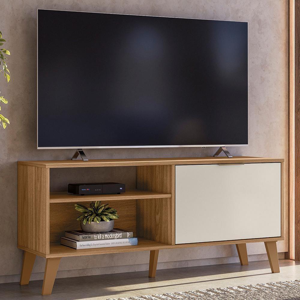 Rack Bancada Para Tv 50 Pol 115 Cm 6950 Nature Off White Plla Nature Off White - 3