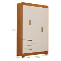 Guarda Roupa Infantil Zaki 4 Portas E 3 Gavetas Areia Fosco-savana - Reller Móveis Areia Fosco-savana - 4