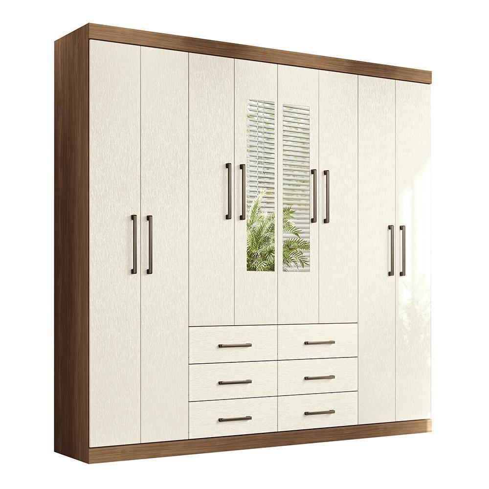 Guarda Roupa Casal Liverpool 8.6 8 Portas 6 Gavetas Jatobá-areia Com Espelho - Santos Andirá Jatobá-areia - 1