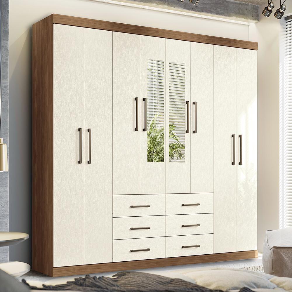 Guarda Roupa Casal Liverpool 8.6 8 Portas 6 Gavetas Jatobá-areia Com Espelho - Santos Andirá Jatobá-areia - 2
