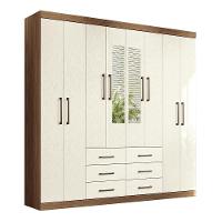 Guarda Roupa Casal Liverpool 8.6 8 Portas 6 Gavetas Jatobá-areia Com Espelho - Santos Andirá Jatobá-areia - 1