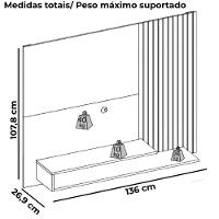 Painel Para Tv 50 Pol 136 Cm Nando Cedro Cedro Dj Moveis Cedro Cedro - 3