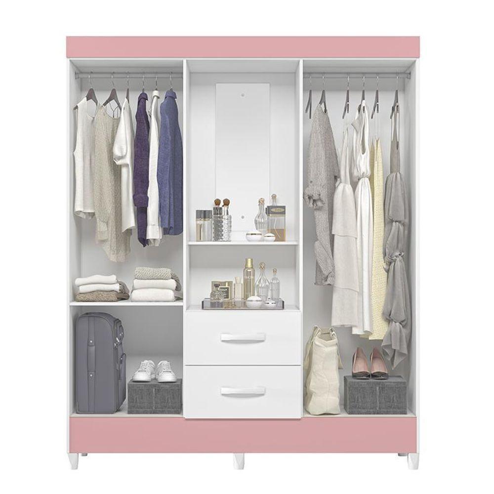 Guarda Roupa Capelinha Mobi 4 Portas Flex Branco-rosa - Móveis Albatroz Branco-rosa - 3