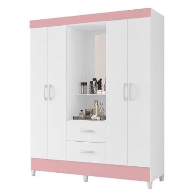 Guarda Roupa Capelinha Mobi 4 Portas Branco-rosa - Móveis Albatroz Branco-rosa