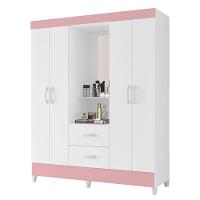 Guarda Roupa Capelinha Mobi 4 Portas Flex Branco-rosa - Móveis Albatroz Branco-rosa - 1