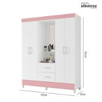 Guarda Roupa Capelinha Mobi 4 Portas Flex Branco-rosa - Móveis Albatroz Branco-rosa - 5