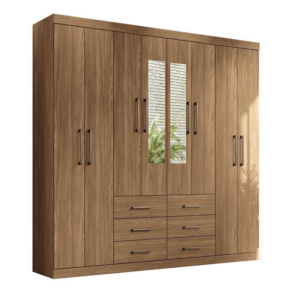 Guarda Roupa Casal Liverpool 8.6 8 Portas 6 Gavetas Jatobá Com Espelho - Santos Andirá Jatobá - 1