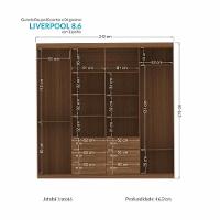 Guarda Roupa Casal Liverpool 8.6 8 Portas 6 Gavetas Jatobá Com Espelho - Santos Andirá Jatobá - 4