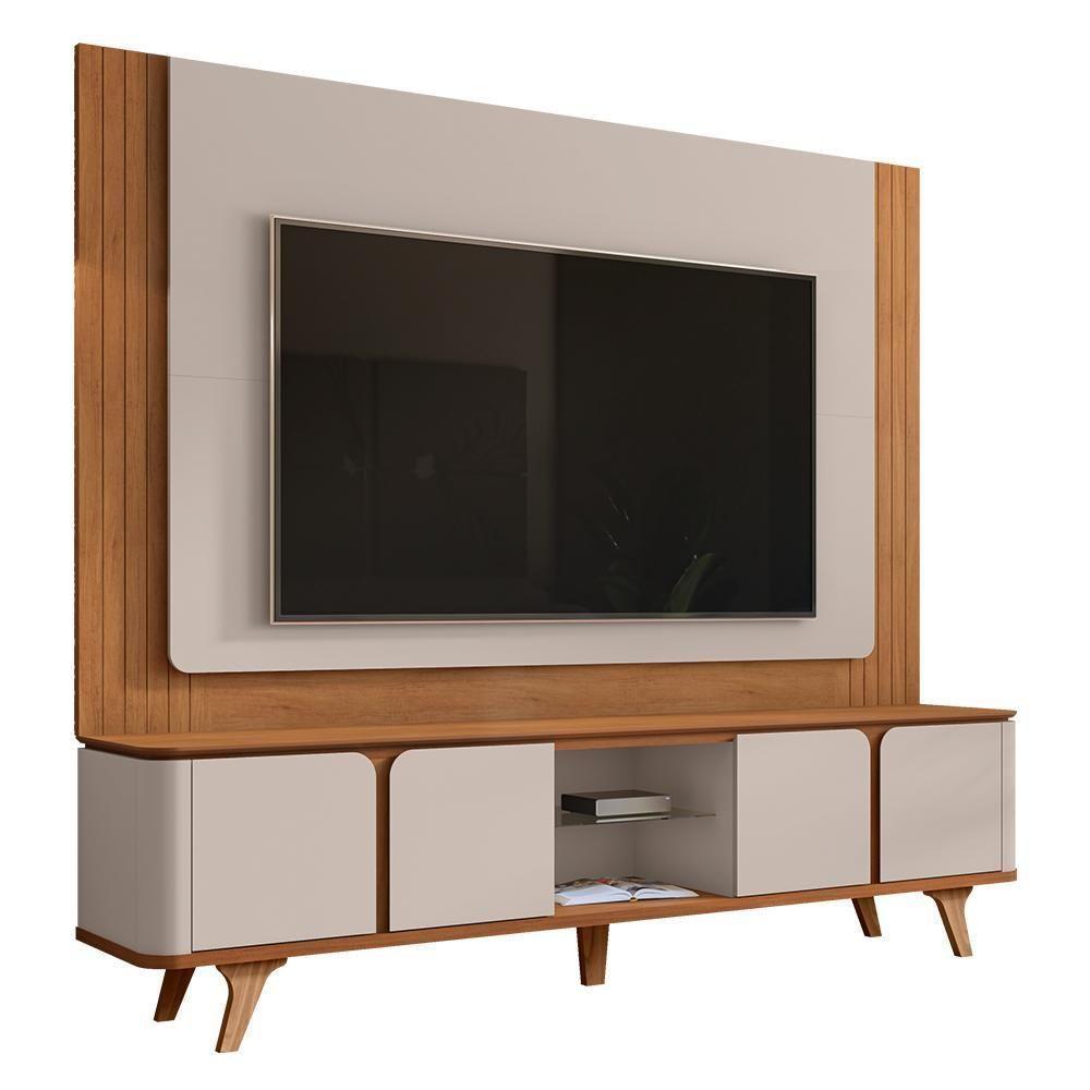 Rack Bancada Com Painel Suspenso Roma 217cm Cedro-off White Para Tv Até 60? - Casa D Cedro-off White - 1
