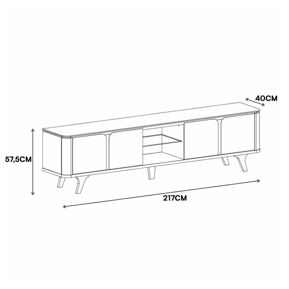 Rack Bancada Com Painel Suspenso Roma 217cm Cedro-off White Para Tv Até 60? - Casa D Cedro-off White - 7