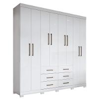Guarda Roupa Casal Liverpool 8.6 8 Portas 6 Gavetas Branco Com Pés - Santos Andirá Branco - 1