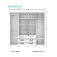 Guarda Roupa Casal Liverpool 8.6 8 Portas 6 Gavetas Branco Com Pés - Santos Andirá Branco - 4