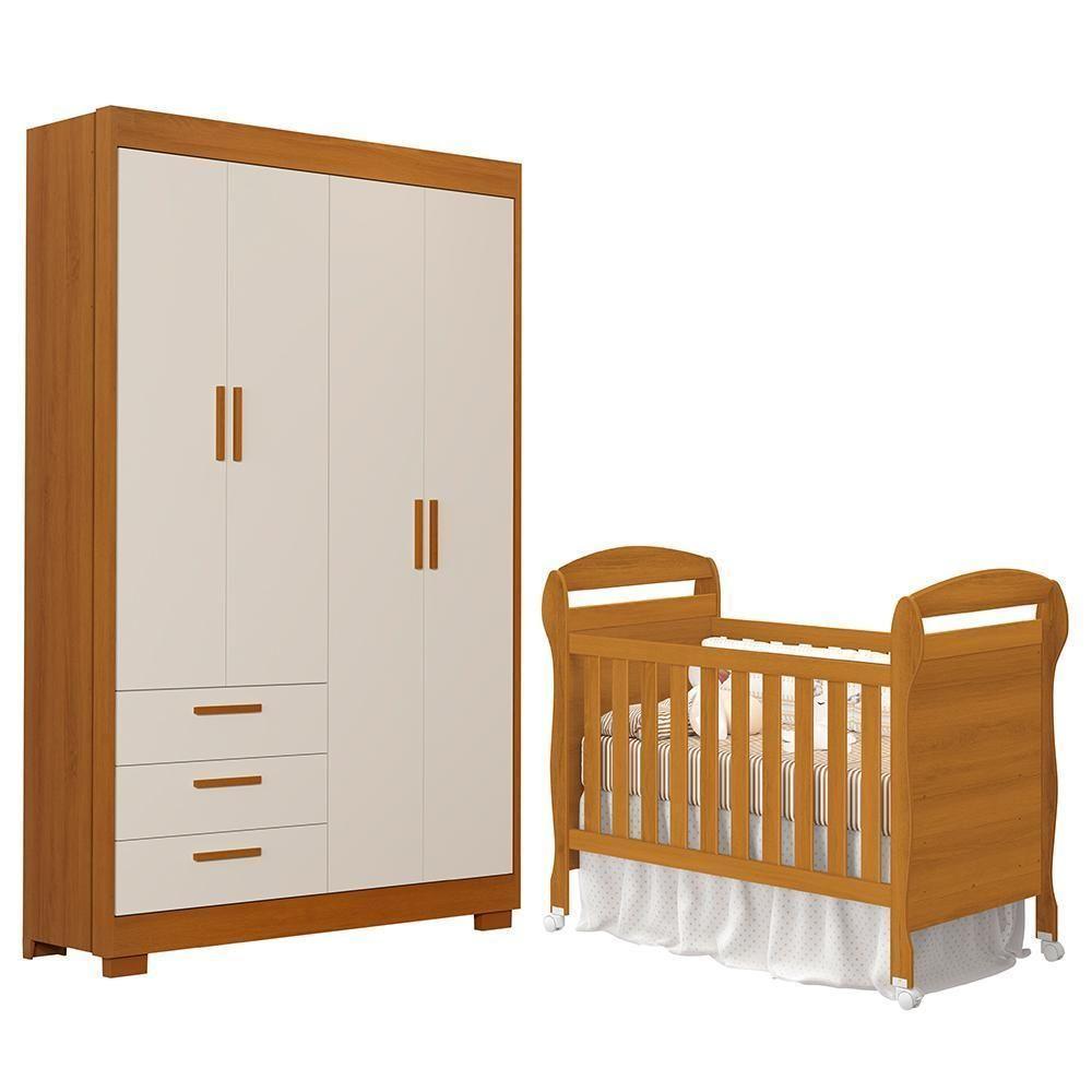 Jogo De Quarto Infantil Guarda Roupa Zaki E Berço Mini Cama Danny Areia Fosco-savana - Reller Móveis Areia Fosco-savana - 1