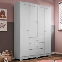 Guarda Roupa Infantil Duda 4 Portas E 3 Gavetas Branco - Phoenix Baby Branco - 3