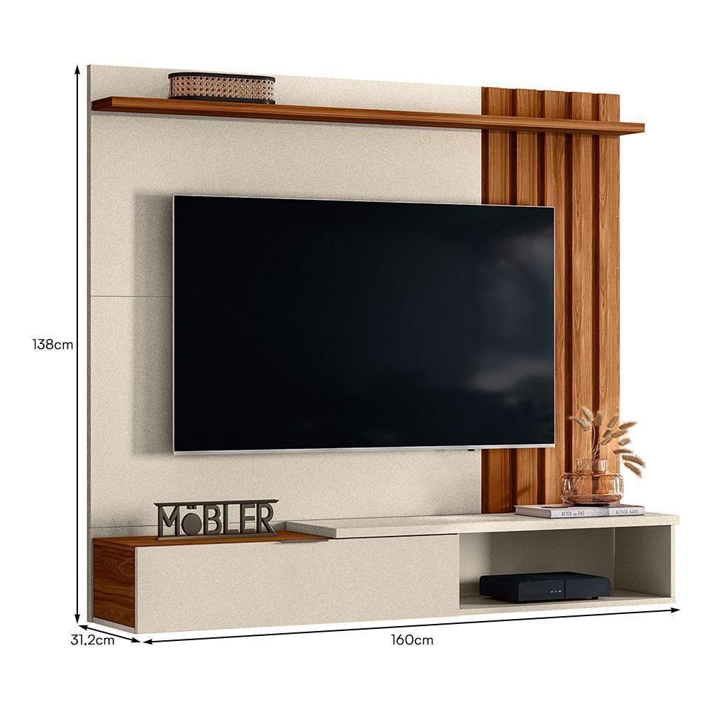 Home Suspenso Vegas 160cm Pérola Metalizado-cinamomo Mel Para Tv Até 65? - Mobler Pérola Metalizado-cinamomo Mel - 6