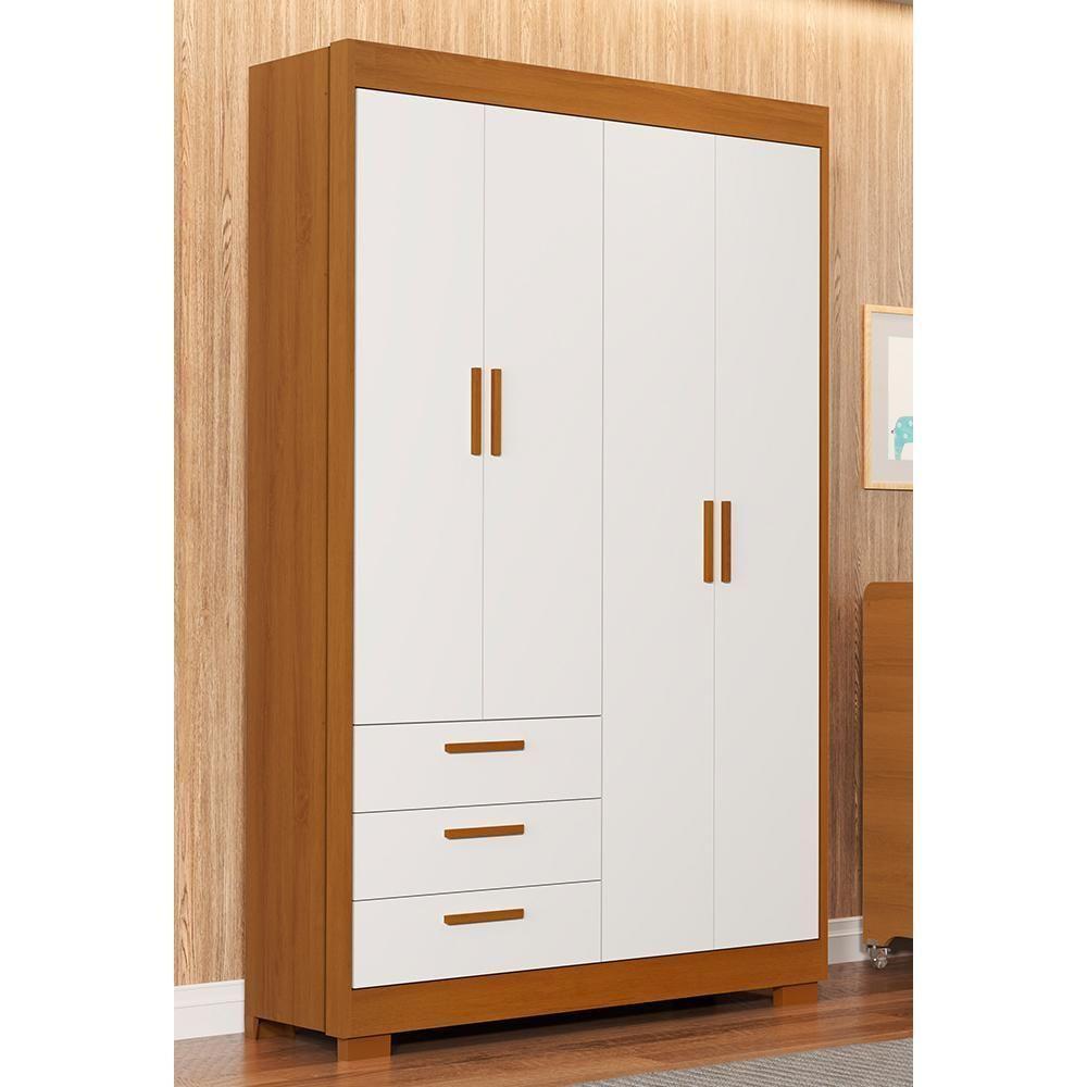 Guarda Roupa Infantil Zaki 4 Portas E 3 Gavetas Branco Fosco-savana - Reller Móveis Branco Fosco-savana - 2