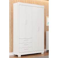 Guarda Roupa Infantil Zaki 4 Portas E 3 Gavetas Branco Fosco - Reller Móveis Branco Fosco - 2