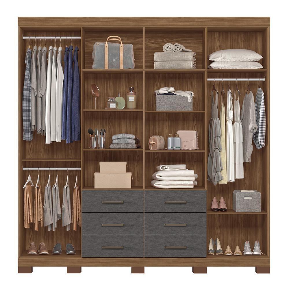 Guarda Roupa Casal Liverpool 8.6 8 Portas 6 Gavetas Jatobá-grafite Com Espelho E Pés - Santos Andirá Jatobá-grafite - 3