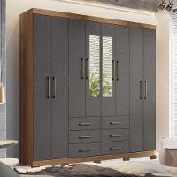 Guarda Roupa Casal Liverpool 8.6 8 Portas 6 Gavetas Jatobá-grafite Com Espelho E Pés - Santos Andirá Jatobá-grafite - 2