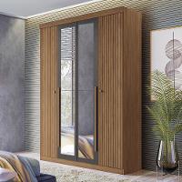 Guarda Roupa Solteiro Buriti Ripado 4 Portas Jatobá-grafite Com Espelho - Santos Andirá Jatobá-grafite - 2