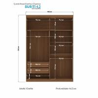 Guarda Roupa Solteiro Buriti Ripado 4 Portas Jatobá-grafite Com Espelho - Santos Andirá Jatobá-grafite - 4