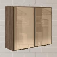 Armario Aereo 2 Portas Vidro Mdf 80 Cm Kali 1221162 Carvalho Toq Nicioli Carvalho Toq - 2