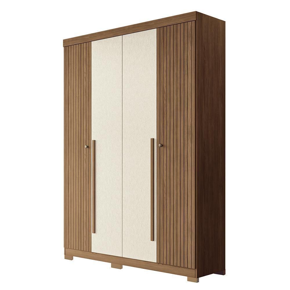 Guarda Roupa Solteiro Buriti Ripado 4 Portas Jatobá-areia Com Pés - Santos Andirá Jatobá-areia - 1