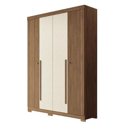 Guarda Roupa Solteiro Buriti Ripado 4 Portas 2 Gavetas Jatobá-areia com Pés