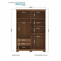 Guarda Roupa Solteiro Buriti Ripado 4 Portas Jatobá-areia Com Pés - Santos Andirá Jatobá-areia - 4