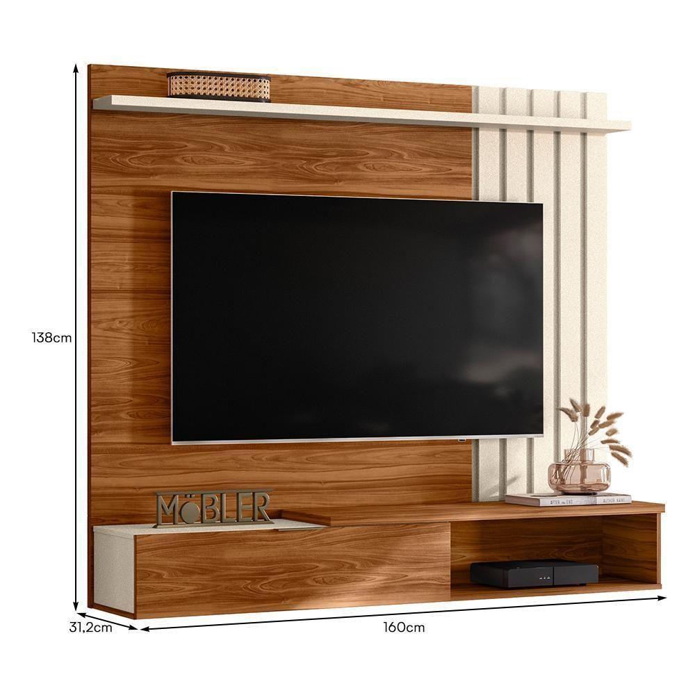 Home Suspenso Vegas 160cm Cinamomo Mel-pérola Metalizado Para Tv Até 65? - Mobler Cinamomo Mel-pérola Metalizado - 5