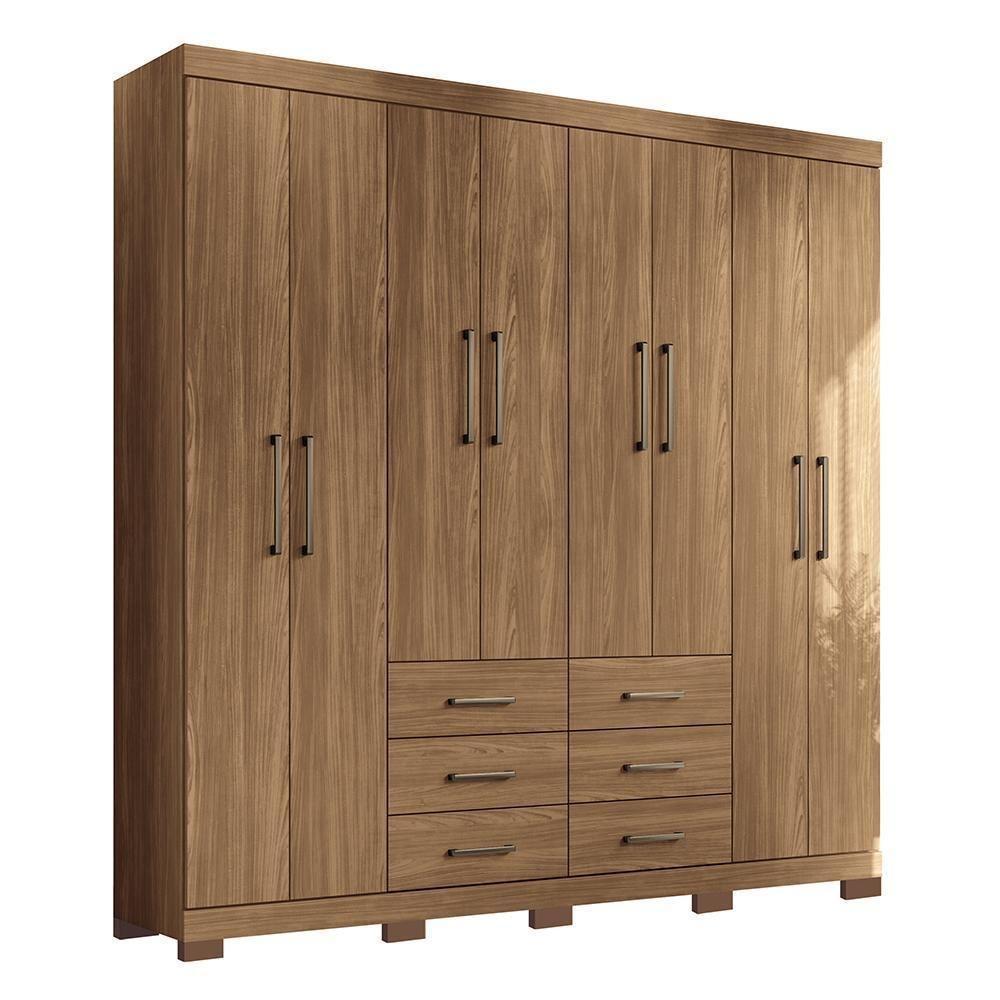 Guarda Roupa Casal Liverpool 8.6 8 Portas 6 Gavetas Jatobá Com Pés - Santos Andirá Jatobá - 1