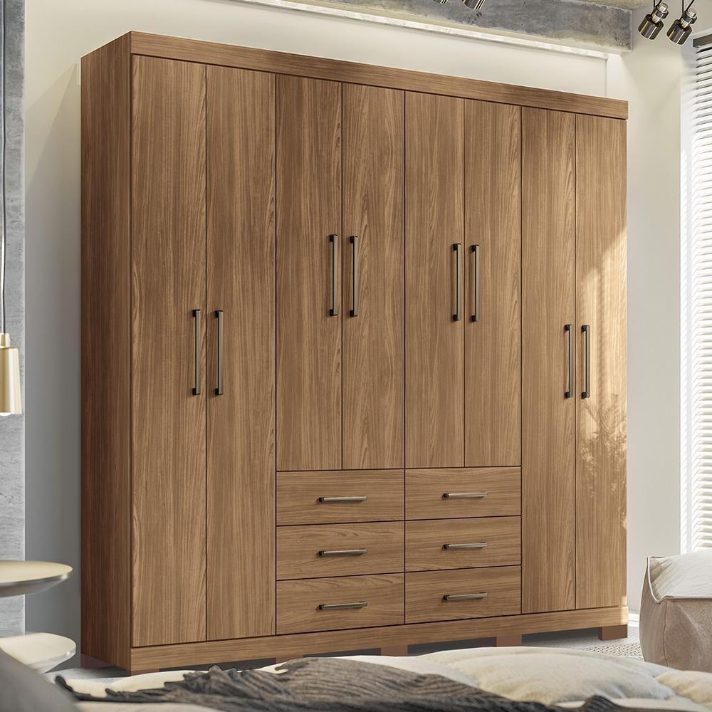 Guarda Roupa Casal Liverpool 8.6 8 Portas 6 Gavetas Jatobá Com Pés - Santos Andirá Jatobá - 2