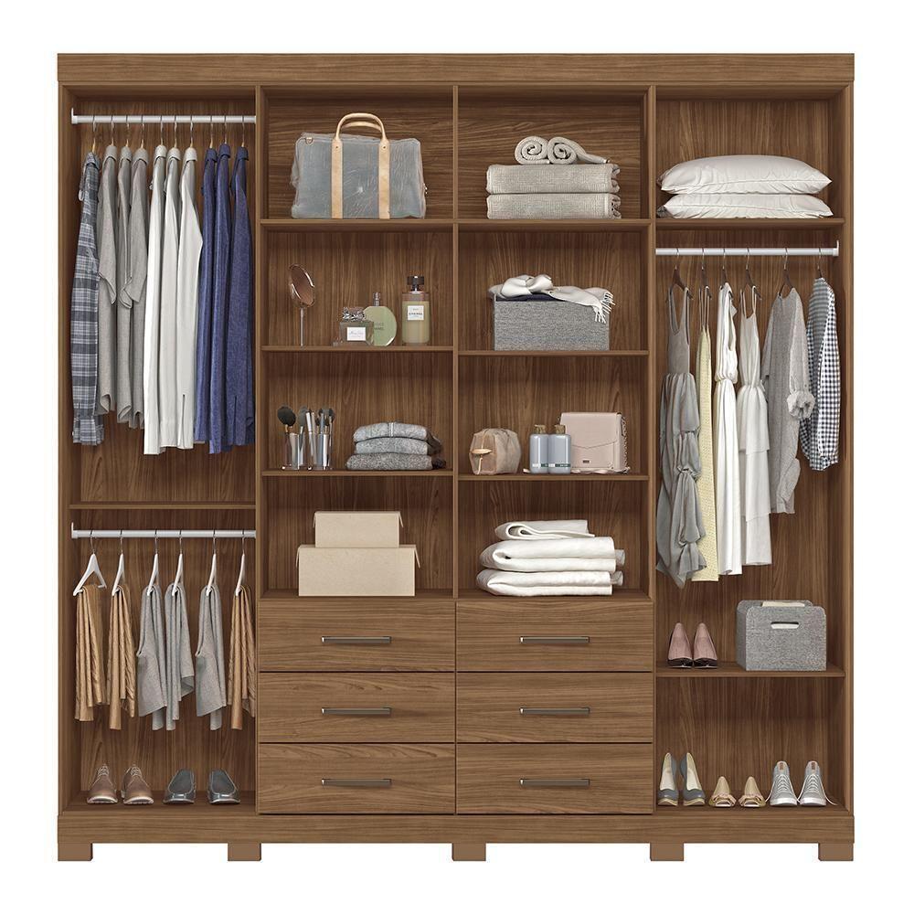 Guarda Roupa Casal Liverpool 8.6 8 Portas 6 Gavetas Jatobá Com Pés - Santos Andirá Jatobá - 3