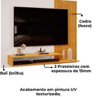 Painel Para Tv 50 Pol 136 Cm Nando Cedro Bali Dj Moveis Cedro Bali - 5