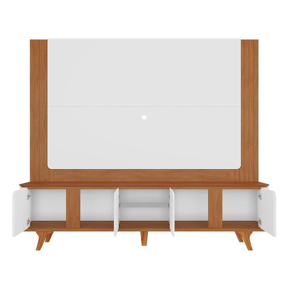 Rack Bancada Com Painel Suspenso Roma 217cm Cedro-branco Para Tv Até 60? - Casa D Cedro-branco - 3